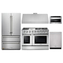 Thor Kitchen 5-Piece Pro Appliance Package - 48-Inch Propane Gas Range, French Door Refrigerator, Dishwasher, Under Cabinet 11-Inch Tall Hood, and Microwave Drawer in Stainless Steel
