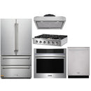 Thor Kitchen 5-Piece Pro Appliance Package - 36-Inch Propane Gas Rangetop , Electric Wall Oven, Under Cabinet Hood, Dishwasher & Refrigerator in Stainless Steel