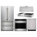 Thor Kitchen 5-Piece Pro Appliance Package - 48-Inch Propane Gas Rangetop , Electric Wall Oven, Under Cabinet 11-Inch Tall Hood, Dishwasher & Refrigerator in Stainless Steel