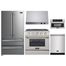 Kucht 5-Piece Appliance Package - 30-Inch Dual Fuel Range in Natural Gas, 36-Inch Refrigerator, Dishwasher, Microwave Wall Oven & Under Cabinet Range Hood in Stainless Steel
