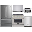 Kucht 5-Piece Appliance Package - 30-Inch Dual Fuel Range in Propane Gas, 36-Inch Refrigerator, Dishwasher, Microwave Wall Oven & Under Cabinet Range Hood in Stainless Steel