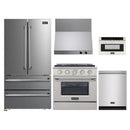 Kucht 5-Piece Appliance Package - 30-Inch Dual Fuel Range in Propane Gas, 36-Inch Refrigerator, Dishwasher, Wall Mount Range Hood & Microwave Drawer in Stainless Steel