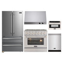 Kucht 5-Piece Appliance Package - 36-Inch Dual Fuel Range in Natural Gas, 36-Inch Refrigerator, Dishwasher, Under Cabinet Range Hood & Microwave Drawer in Stainless Steel