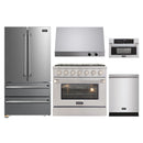 Kucht 5-Piece Appliance Package - 36-Inch Dual Fuel Range in Natural Gas, 36-Inch Refrigerator, Dishwasher, Microwave Wall Oven & Under Cabinet Range Hood in Stainless Steel