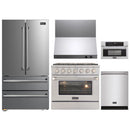 Kucht 5-Piece Appliance Package - 36-Inch Dual Fuel Range in Propane Gas, 36-Inch Refrigerator, Dishwasher, Wall Mount Range Hood, & Microwave Wall Oven in Stainless Steel
