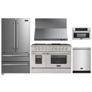 Kucht 5-Piece Appliance Package - 48-Inch Dual Fuel Range in Natural Gas, 36-Inch Refrigerator, Dishwasher, Wall Mount Range Hood, & Microwave Wall Oven in Stainless Steel