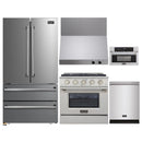 Kucht 5-Piece Appliance Package - 30-Inch Natural Gas Range with 4.2 Cu. Ft. Oven, 36-Inch Refrigerator, Dishwasher, Wall Mount Range Hood, & Microwave Wall Oven in Stainless Steel