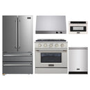 Kucht 5-Piece Appliance Package - 30-Inch Propane Gas Range with 4.2 Cu. Ft. Oven, 36-Inch Refrigerator, Dishwasher, Under Cabinet Range Hood & Microwave Drawer in Stainless Steel