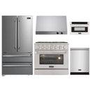 Kucht 5-Piece Appliance Package - 36-Inch Natural Gas Range with 5.2 Cu. Ft. Oven, 36-Inch Refrigerator, Dishwasher, Under Cabinet Range Hood & Microwave Drawer in Stainless Steel