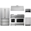 Thor Kitchen 5-Piece Appliance Package - 48-Inch Propane Gas Range, French Door Refrigerator, Under Cabinet 11-Inch Tall Hood, Dishwasher, and Microwave Drawer in Stainless Steel