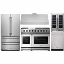 Thor Kitchen 5-Piece Appliance Package - 48-Inch Gas Range, French Door Refrigerator, Dishwasher, Under Cabinet 11-Inch Hood & Wine Cooler in Stainless Steel