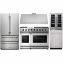 Thor Kitchen 5-Piece Appliance Package - 48-Inch Gas Range, French Door Refrigerator, Dishwasher, Under Cabinet 11-Inch Hood & Wine Cooler in Stainless Steel