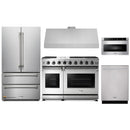 Thor Kitchen 5-Piece Appliance Package - 48-Inch Gas Range, French Door Refrigerator, Under Cabinet 11-Inch Tall Hood, Dishwasher, and Microwave Drawer in Stainless Steel