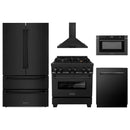 ZLINE 5-Piece Appliance Package - 30-Inch Legacy Dual Fuel Range, Wall Mount Range Hood, 36-Inch French Door Refrigerator, Dishwasher, and 30-Inch Microwave Drawer in Black Stainless Steel