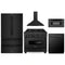 ZLINE 5-Piece Appliance Package - 36-Inch Legacy Dual Fuel Range, Wall Mount Range Hood, 36-Inch French Door Refrigerator, Dishwasher, and 30-Inch Microwave Drawer in Black Stainless Steel