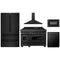 ZLINE 5-Piece Appliance Package - 48-Inch Legacy Dual Fuel Range, Wall Mount Range Hood, 36-Inch French Door Refrigerator, Dishwasher, and 30-Inch Microwave Drawer in Black Stainless Steel