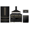 ZLINE 5-Piece Appliance Package - 48-Inch Legacy Dual Fuel Range, Wall Mount Range Hood, 36-Inch French Door Refrigerator, Dishwasher, and 30-Inch Microwave Drawer in Black Stainless Steel with Champagne Bronze Accents