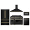 ZLINE 5-Piece Appliance Package - 48-Inch Legacy Dual Fuel Range, Wall Mount Range Hood, 36-Inch French Door Refrigerator, Dishwasher, and 24-Inch Microwave Drawer in Black Stainless Steel with Gold Accents