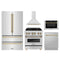 ZLINE 5-Piece Appliance Package - 30-Inch Legacy Autograph Dual Fuel Range, Wall Mount Range Hood, 36-Inch French Door Refrigerator, Dishwasher, and 30-Inch Microwave Drawer in Stainless Steel with Champagne Bronze Accents