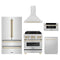 ZLINE 5-Piece Appliance Package - 30-Inch Legacy Autograph Dual Fuel Range, Wall Mount Range Hood, 36-Inch French Door Refrigerator, Dishwasher, and 30-Inch Microwave Drawer in Stainless Steel with Gold Accents