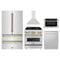 ZLINE 5-Piece Appliance Package - 30-Inch Legacy Autograph Dual Fuel Range, Wall Mount Range Hood, 36-Inch French Door Refrigerator, Dishwasher, and 30-Inch Microwave Drawer in Stainless Steel with Gold Accents