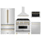 ZLINE 5-Piece Appliance Package - 36-Inch Legacy Autograph Dual Fuel Range, Wall Mount Range Hood, 36-Inch French Door Refrigerator, Dishwasher, and 30-Inch Microwave Drawer in Stainless Steel with Gold Accents