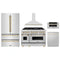ZLINE 5-Piece Appliance Package - 48-Inch Legacy Autograph Dual Fuel Range, Wall Mount Range Hood, 36-Inch French Door Refrigerator, Dishwasher, and 30-Inch Microwave Drawer in Stainless Steel with Gold Accents
