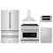 ZLINE 5-Piece Appliance Package - 36-Inch Paramount Dual Fuel Range, Wall Mount Range Hood, 36-Inch French Door Refrigerator, Dishwasher, and 30-Inch Microwave Drawer in Stainless Steel