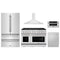 ZLINE 5-Piece Appliance Package - 48-Inch Paramount Dual Fuel Range, Wall Mount Range Hood, 36-Inch French Door Refrigerator, Dishwasher, and 30-Inch Microwave Drawer in Stainless Steel