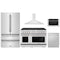 ZLINE 5-Piece Appliance Package - 48-Inch Paramount Dual Fuel Range, Wall Mount Range Hood, 36-Inch French Door Refrigerator, Dishwasher, and 30-Inch Microwave Drawer in Stainless Steel
