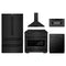 ZLINE 5-Piece Appliance Package - 36-Inch Paramount Dual Fuel Range, Wall Mount Range Hood, 36-Inch French Door Refrigerator, Dishwasher, and 30-Inch Microwave Drawer in Black Stainless Steel