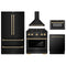 ZLINE 5-Piece Appliance Package - 30-Inch Paramount Dual Fuel Range, Wall Mount Range Hood, 36-Inch French Door Refrigerator, Dishwasher, and 30-Inch Microwave Drawer in Black Stainless Steel with Champagne Bronze Accents