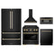 ZLINE 5-Piece Appliance Package - 30-Inch Paramount Dual Fuel Range, Wall Mount Range Hood, 36-Inch French Door Refrigerator, Dishwasher, and 30-Inch Microwave Drawer in Black Stainless Steel with Gold Accents