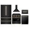 ZLINE 5-Piece Appliance Package - 30-Inch Paramount Dual Fuel Range, Wall Mount Range Hood, 36-Inch French Door Refrigerator, Dishwasher, and 30-Inch Microwave Drawer in Black Stainless Steel with Gold Accents