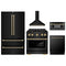 ZLINE 5-Piece Appliance Package - 36-Inch Paramount Dual Fuel Range, Wall Mount Range Hood, 36-Inch French Door Refrigerator, Dishwasher, and 30-Inch Microwave Drawer in Black Stainless Steel with Champagne Bronze Accents