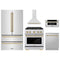 ZLINE 5-Piece Appliance Package - 30-Inch Paramount Dual Fuel Range, Wall Mount Range Hood, 36-Inch French Door Refrigerator, Dishwasher, and 30-Inch Microwave Drawer in Stainless Steel with Champagne Bronze Accents