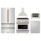 ZLINE 5-Piece Appliance Package - 30-Inch Paramount Dual Fuel Range, Wall Mount Range Hood, 36-Inch French Door Refrigerator, Dishwasher, and 30-Inch Microwave Drawer in Stainless Steel with Gold Accents