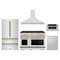 ZLINE 5-Piece Appliance Package - 48-Inch Paramount Dual Fuel Range, Wall Mount Range Hood, 36-Inch French Door Refrigerator, Dishwasher, and 30-Inch Microwave Drawer in Stainless Steel with Gold Accents