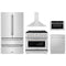 ZLINE 5-Piece Appliance Package - 36-Inch Paramount Gas Range, Wall Mount Range Hood, 36-Inch French Door Refrigerator, Dishwasher, and 30-Inch Microwave Drawer in Stainless Steel