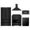 ZLINE 5-Piece Appliance Package - 30-Inch Paramount Gas Range, Wall Mount Range Hood, 36-Inch French Door Refrigerator, Dishwasher, and 30-Inch Microwave Drawer in Black Stainless Steel