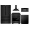 ZLINE 5-Piece Appliance Package - 30-Inch Paramount Gas Range, Wall Mount Range Hood, 36-Inch French Door Refrigerator, Dishwasher, and 30-Inch Microwave Drawer in Black Stainless Steel