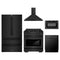 ZLINE 5-Piece Appliance Package - 30-Inch Paramount Gas Range, Wall Mount Range Hood, 36-Inch French Door Refrigerator, Dishwasher, and 24-Inch Microwave Drawer in Black Stainless Steel