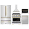 ZLINE 5-Piece Appliance Package - 30-Inch Paramount Autograph Gas Range, Wall Mount Range Hood, 36-Inch French Door Refrigerator, Dishwasher, and 30-Inch Microwave Drawer in Stainless Steel with Champagne Bronze Accents