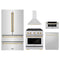ZLINE 5-Piece Appliance Package - 30-Inch Paramount Autograph Gas Range, Wall Mount Range Hood, 36-Inch French Door Refrigerator, Dishwasher, and 30-Inch Microwave Drawer in Stainless Steel with Gold Accents