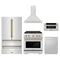 ZLINE 5-Piece Appliance Package - 30-Inch Paramount Autograph Gas Range, Wall Mount Range Hood, 36-Inch French Door Refrigerator, Dishwasher, and 30-Inch Microwave Drawer in Stainless Steel with Gold Accents