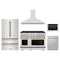 ZLINE 5-Piece Appliance Package - 48-Inch Paramount Autograph Gas Range, Wall Mount Range Hood, 36-Inch French Door Refrigerator, Dishwasher, and 24-Inch Microwave Drawer in Stainless Steel with Champagne Bronze Accents