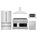 ZLINE 5-Piece Appliance Package - 48-Inch Paramount Induction Range, Wall Mount Range Hood, 36-Inch French Door Refrigerator, Dishwasher, and 30-Inch Microwave Drawer in Stainless Steel