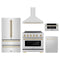 ZLINE 5-Piece Appliance Package - 36-Inch Autograph Edition Induction Range, Wall Mount Range Hood, 36-Inch French Door Refrigerator, Dishwasher, and 30-Inch Microwave Drawer in Stainless Steel with Gold Accents