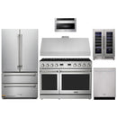 Thor Kitchen A-Series 6-Piece Appliance Package - 48-Inch Gas Range, Under Cabinet Range Hood, Refrigerator, Dishwasher, Microwave, and Wine Cooler in Stainless Steel