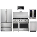 Thor Kitchen A-Series 6-Piece Appliance Package - 48-Inch Propane Gas Range, Under Cabinet Range Hood, Refrigerator, Dishwasher, Microwave, and Wine Cooler in Stainless Steel